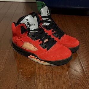 Jordan Kids Sneakers Red and Black with Silver Accents